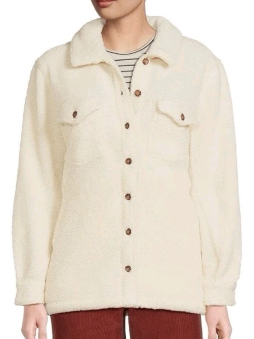 Marine Layer Eden Sherpa Fleece Overshirt Shacket XS Cream - Picture 2 of 6